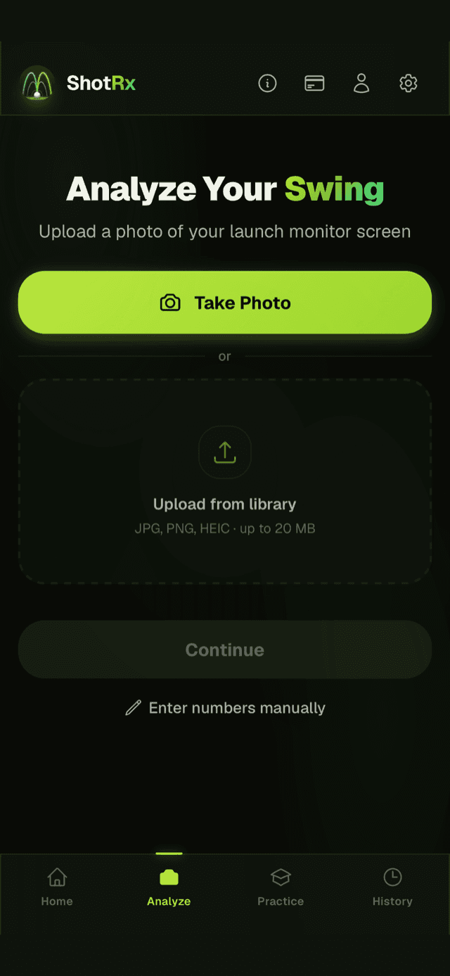 ShotRX capture screen — guest photographing a launch monitor display